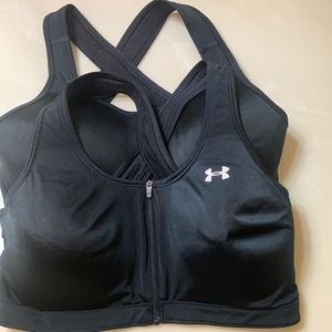 Bundle of 2 Under Armour zip front bras large